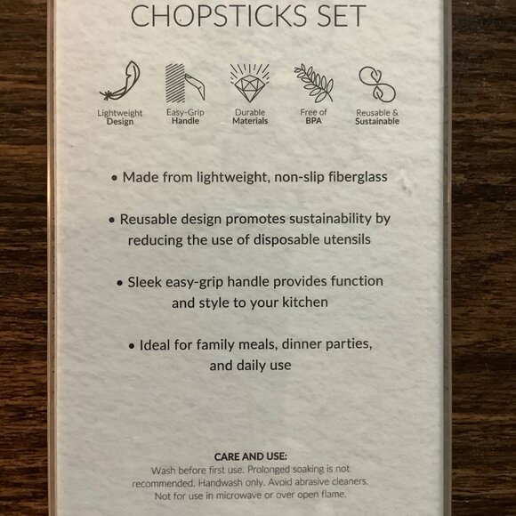 BKLYN Steel Co. 5 Pairs Fiberglass Chopsticks Set Lightweight Reusable Black NEW - Picture 5 of 7